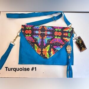Turquoise color / Handmade Mexican Clutch Bag, Envelope style, crossbody (B)